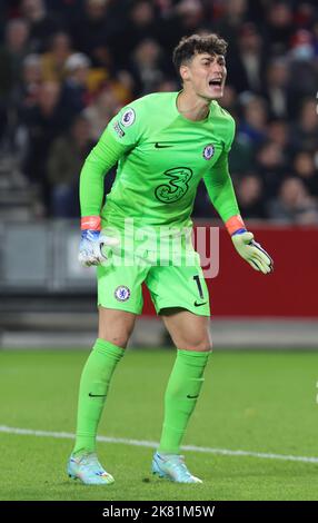 during the Premier League match at the Gtech Community Stadium, London ...