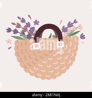 Beige boho lavender bag Stock Vector