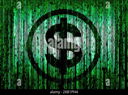 Dollar symbol with green matrix background Stock Photo