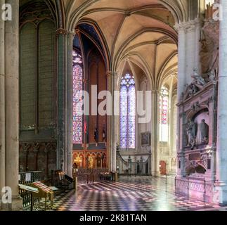Amiens, France - 12 September, 2022: view of the ambulatory in the 13th-century Gothic architecture Amiens Cathedral Stock Photo