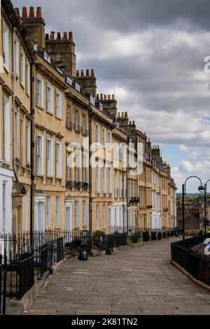 Bath, United Kingdom - 31 August, 2022: traditional English townhouses on The Paragon street in downtown Bath Stock Photo