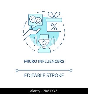 Micro influencers turquoise concept icon Stock Vector