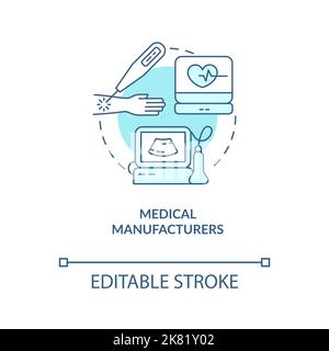Medical device companies turquoise concept icon Stock Vector