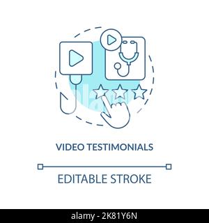 Video testimonials turquoise concept icon Stock Vector