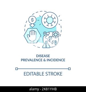 Changes in disease prevalence and incidence turquoise concept icon Stock Vector