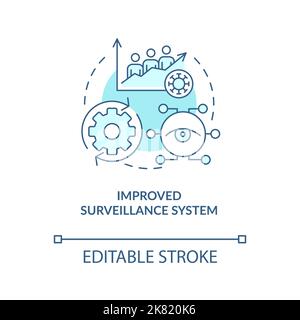 Improved surveillance system turquoise concept icon Stock Vector