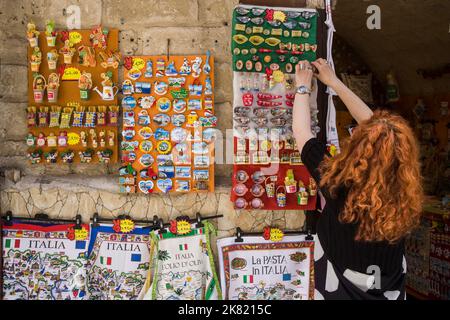 Italy, region of Apulia: Bari. Souvenir shop in the Old Town (borgo antico) Stock Photo