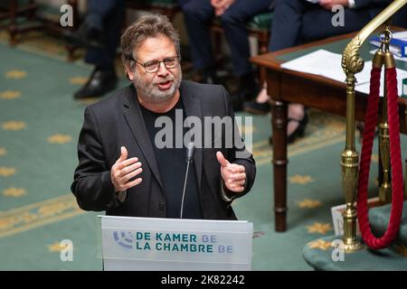 Brussels, Belgium, 20 October 2022. PVDA/PTB's Marco Van Hees pictured during a plenary session of the Chamber at the Federal Parliament in Brussels on Thursday 20 October 2022. BELGA PHOTO JAMES ARTHUR GEKIERE Stock Photo