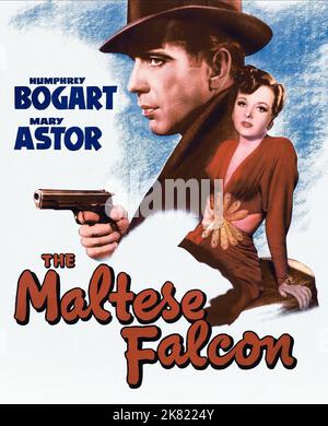 Humphrey Bogart & Mary Astor Poster Film: The Maltese Falcon (USA 1941) Characters: Sam Spade, Brigid O'Shaughnessy  / Literaturverfilmung (Based On The Book By Dashiell Hammett) Director: John Huston 03 October 1941   **WARNING** This Photograph is for editorial use only and is the copyright of WARNER BROS. and/or the Photographer assigned by the Film or Production Company and can only be reproduced by publications in conjunction with the promotion of the above Film. A Mandatory Credit To WARNER BROS. is required. The Photographer should also be credited when known. No commercial use can be g Stock Photo