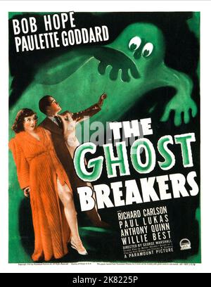 Paulette Goddard & Bob Hope Poster Film: The Ghost Breakers (1944) Characters: Mary Carter, Larry Lawrence  Director: George Marshall 21 June 1940   **WARNING** This Photograph is for editorial use only and is the copyright of PARAMOUNT and/or the Photographer assigned by the Film or Production Company and can only be reproduced by publications in conjunction with the promotion of the above Film. A Mandatory Credit To PARAMOUNT is required. The Photographer should also be credited when known. No commercial use can be granted without written authority from the Film Company. Stock Photo