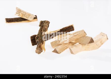 Quassia Amara - Stems Of Quassia Medicinal plant; On White Background Stock Photo