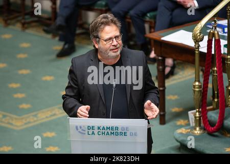 Brussels, Belgium, 20 October 2022. PVDA/PTB's Marco Van Hees pictured during a plenary session of the Chamber at the Federal Parliament in Brussels on Thursday 20 October 2022. BELGA PHOTO JAMES ARTHUR GEKIERE Stock Photo