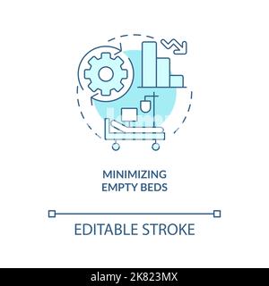 Minimizing empty beds turquoise concept icon Stock Vector