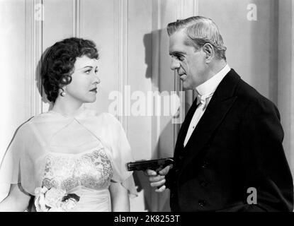 Margaret Lindsay & Boris Karloff Film: British Intelligence (1945) Characters: helene von lorbeer, valdar  Director: Terry O. Morse 29 January 1940   **WARNING** This Photograph is for editorial use only and is the copyright of WARNER BRO and/or the Photographer assigned by the Film or Production Company and can only be reproduced by publications in conjunction with the promotion of the above Film. A Mandatory Credit To WARNER BRO is required. The Photographer should also be credited when known. No commercial use can be granted without written authority from the Film Company. Stock Photo