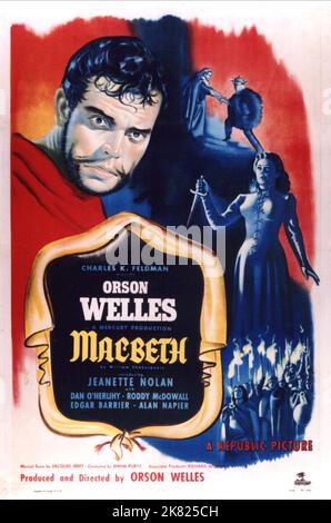 Orson Welles & Jeanette Nolan Poster Film: Macbeth (USA 1948) Characters: Macbeth, Lady Macbeth  / Tv-Titel: 'Macbeth - Der Königsmörder' / Literaturverfilmung (Based On The Play By William Shakespeare) Director: Mercury Productions 02 September 1948   **WARNING** This Photograph is for editorial use only and is the copyright of MGM and/or the Photographer assigned by the Film or Production Company and can only be reproduced by publications in conjunction with the promotion of the above Film. A Mandatory Credit To MGM is required. The Photographer should also be credited when known. No commerc Stock Photo