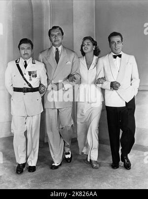 Claude Rains, Paul Henreid, Ingrid Bergman & Humphrey Bogart Film: Casablanca (USA 1942) Characters: Captain Renault,Victor Laszlo,Ilsa Lund,Rick Blaine  Director: Michael Curtiz 26 November 1942   **WARNING** This Photograph is for editorial use only and is the copyright of WARNER BROS. and/or the Photographer assigned by the Film or Production Company and can only be reproduced by publications in conjunction with the promotion of the above Film. A Mandatory Credit To WARNER BROS. is required. The Photographer should also be credited when known. No commercial use can be granted without writte Stock Photo