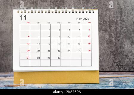November 2022 Monthly desk calendar for 2022. Stock Photo