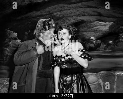 Oliver Hardy & Vera Ralston Film: The Fighting Kentuckian (USA 1949) Characters: Willie Paine & Fleurette De Marchand  Director: George Waggner 15 September 1949   **WARNING** This Photograph is for editorial use only and is the copyright of JOHN WAYNE PRODUCTIONS and/or the Photographer assigned by the Film or Production Company and can only be reproduced by publications in conjunction with the promotion of the above Film. A Mandatory Credit To JOHN WAYNE PRODUCTIONS is required. The Photographer should also be credited when known. No commercial use can be granted without written authority fr Stock Photo