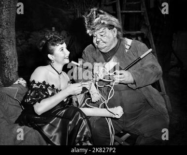 Vera Ralston & Oliver Hardy Film: The Fighting Kentuckian (USA 1949) Characters: Fleurette De Marchand & Willie Paine  Director: George Waggner 15 September 1949   **WARNING** This Photograph is for editorial use only and is the copyright of JOHN WAYNE PRODUCTIONS and/or the Photographer assigned by the Film or Production Company and can only be reproduced by publications in conjunction with the promotion of the above Film. A Mandatory Credit To JOHN WAYNE PRODUCTIONS is required. The Photographer should also be credited when known. No commercial use can be granted without written authority fr Stock Photo