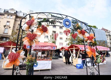 Zagreb Souvenir Fair opened at Petar Preradovic Square, commonly referred to as Cvjetni trg (Flower Square)  in Zagreb, Croatia, on October 20, 2022.  Local craftsmen and souvenir manufacturers will showcase their recognizable products at the fair fully named 'Souvenir Manufacturers of Zagreb to Zagreb' which will take place from 20 to 22 October . Photo: Neva Zganec/PIXSELL Stock Photo