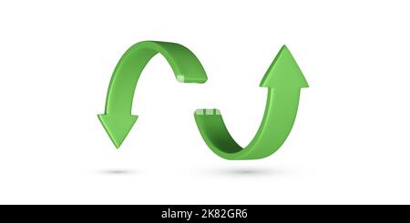 Green circle arrows up and down direction. Arrow sign or icon for web button and interface and navigation design. Vector illustration Stock Vector