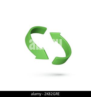 Arrows looping in circle. Green refresh icon isolated on white background. Rotation arrows in a circle sign. Reload symbol. Vector illustration Stock Vector
