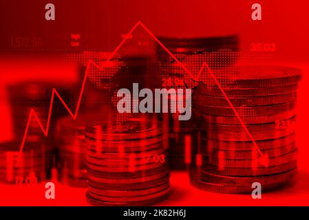 Concept of business finance graph arrow inflation economy investment stock market. Stock Photo