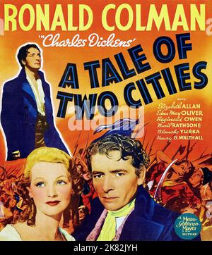 Elizabeth Allan & Ronald Colman Poster Film: A Tale Of Two Cities (USA 1935) Characters: Lucie Manette &  / Based On The Book By Charles Dickens Director: Jack Conway 15 December 1935   **WARNING** This Photograph is for editorial use only and is the copyright of MGM and/or the Photographer assigned by the Film or Production Company and can only be reproduced by publications in conjunction with the promotion of the above Film. A Mandatory Credit To MGM is required. The Photographer should also be credited when known. No commercial use can be granted without written authority from the Film Comp Stock Photo