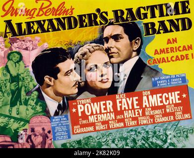 Don Ameche, Alice Faye & Tyrone Power Poster Film: Alexander'S Ragtime Band (1935) Characters: Charlie Dwyer,Stella Kirby &  Director: Henry King 24 May 1938   **WARNING** This Photograph is for editorial use only and is the copyright of 20 CENTURY FOX and/or the Photographer assigned by the Film or Production Company and can only be reproduced by publications in conjunction with the promotion of the above Film. A Mandatory Credit To 20 CENTURY FOX is required. The Photographer should also be credited when known. No commercial use can be granted without written authority from the Film Company. Stock Photo