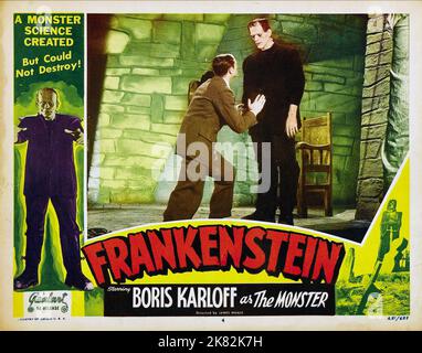 John Boles & Boris Karloff Poster Film: Frankenstein (USA 1931) Characters: Victor Moritz, The Monster  Director: James Whale 21 November 1931   **WARNING** This Photograph is for editorial use only and is the copyright of UNIVERSAL and/or the Photographer assigned by the Film or Production Company and can only be reproduced by publications in conjunction with the promotion of the above Film. A Mandatory Credit To UNIVERSAL is required. The Photographer should also be credited when known. No commercial use can be granted without written authority from the Film Company. Stock Photo