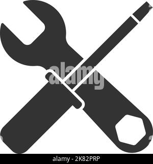 crossed screwdriver and wrench isolated on white, diy amd home improvement symbol vector illustration Stock Vector