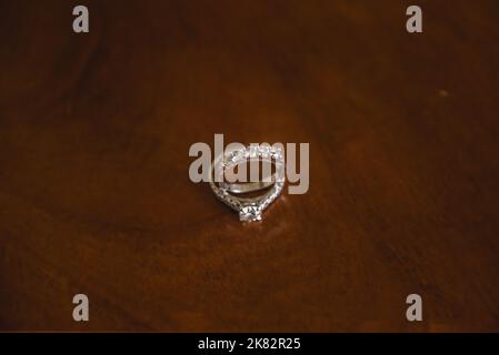 Wedding Rings; Wedding Day Details Stock Photo