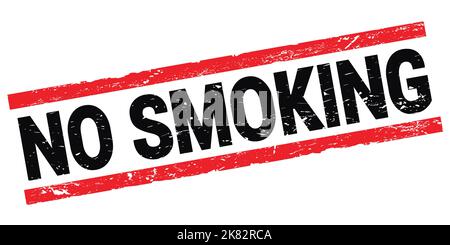 NO SMOKING text written on black-red rectangle stamp sign. Stock Photo