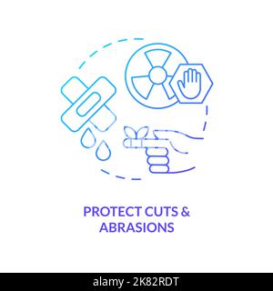 Protect cuts and abrasions blue gradient concept icon Stock Vector