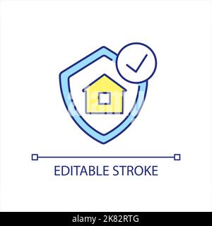 Protected house blue and yellow RGB color icon Stock Vector