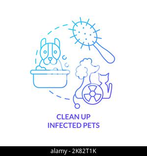 Clean up infected pets blue gradient concept icon Stock Vector