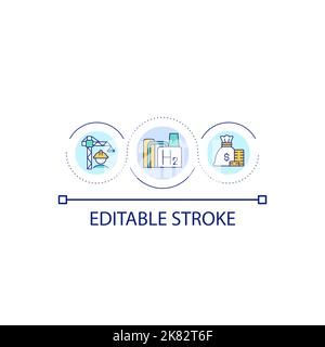 Investments to hydrogen production loop concept icon Stock Vector