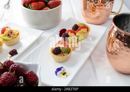 delicious pastry lifestyle and wallpaper, appetizing gourmet food, texture details of sweet dessert on served table with drinks Stock Photo