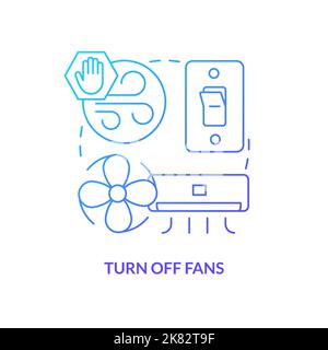 Turn off fans blue gradient concept icon Stock Vector