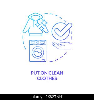 Put on clean clothes blue gradient concept icon Stock Vector