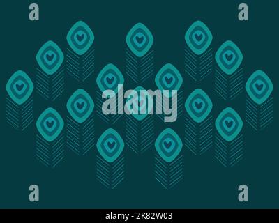 Peacock feathers abstract vector in teal color palette Stock Vector