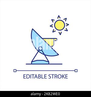 Parabolic solar oven blue and yellow RGB color icon Stock Vector