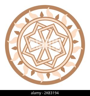 Molvinets, a Slavic symbol decorated with Scandinavian weaving ornaments. Beige trendy, design with sun Stock Vector