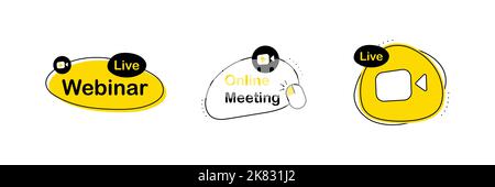 Live Webunar Label Icon Set. Stock Vector