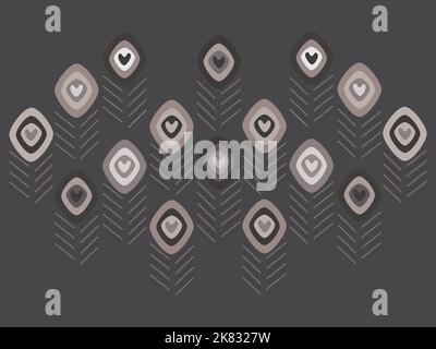 Peacock feathers abstract vector in chocolate color palette Stock Vector