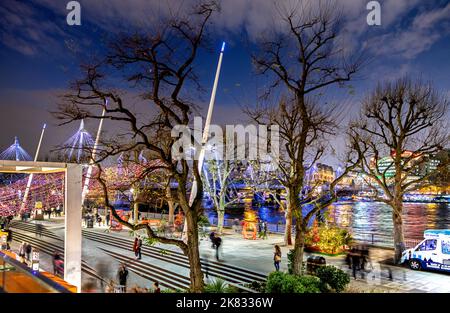 The Southbank at Night London UK Stock Photo