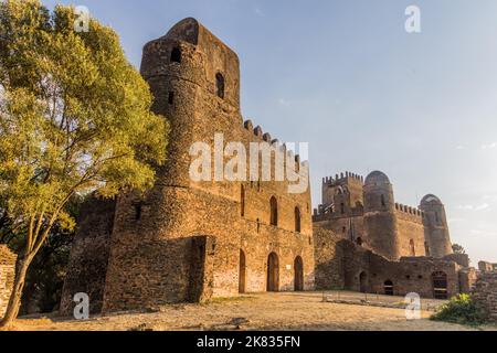 Iyasu I and Fasilidas palaces in the Royal Enclosure in Gondar, Ethiopia Stock Photo