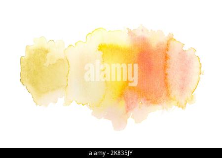 Close-up of yellow and orange abstract watercolor trendy art for design project as background for invitation or greeting cards, flyer, poster, present Stock Photo