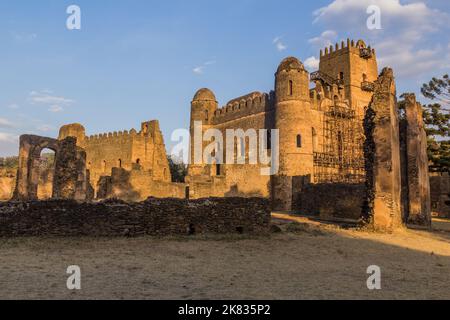 Iyasu I and Fasilidas palaces in the Royal Enclosure in Gondar, Ethiopia Stock Photo