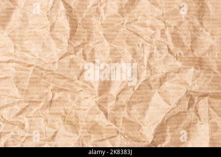 Crumpled Kraft paper texture background. Full frame Stock Photo